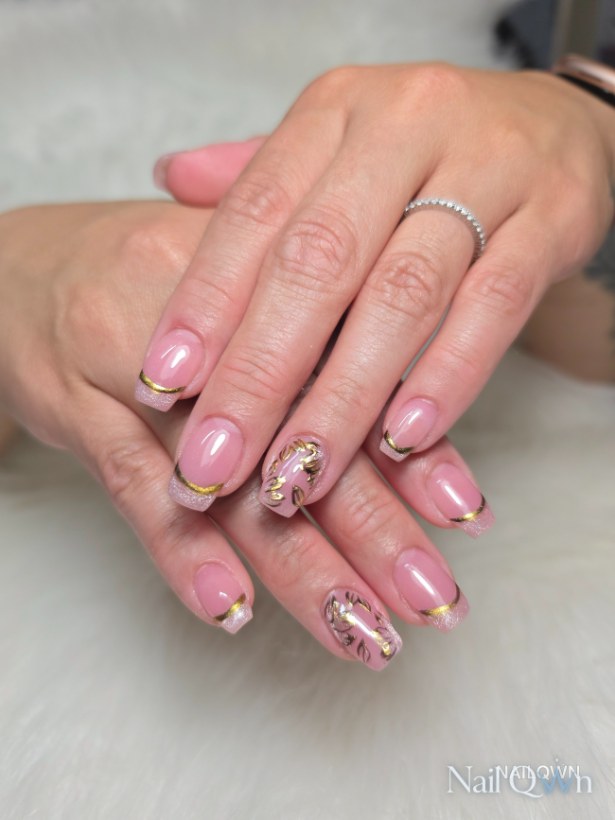 Floral, french, chrome, Hand Painted