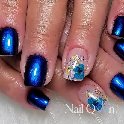 Blue Chrome With Detailed Floral Accents