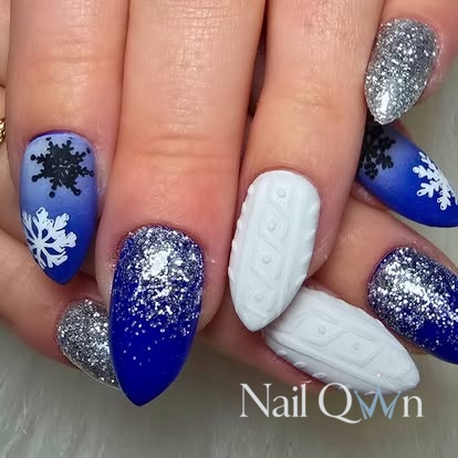 Winter Knit Texture, Snowflakes, and Silver Glitter