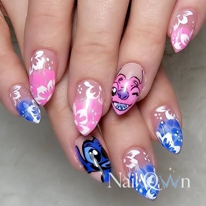 Playful Character Art With Pink and Blue Gradients