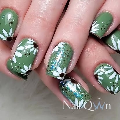 Sage Botanical Set With Glitter Accents
